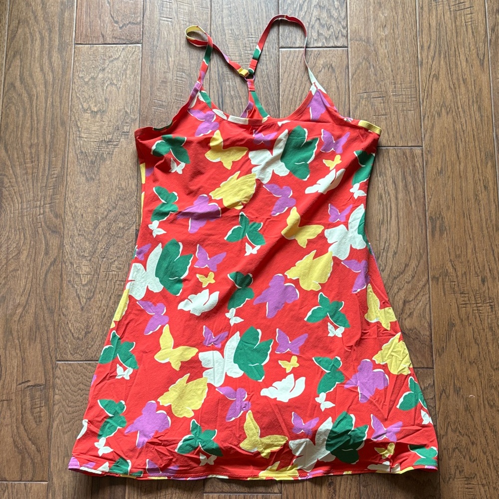 Outdoor Voices Amazing Colorful Butterfly Print Dress with built in shorts